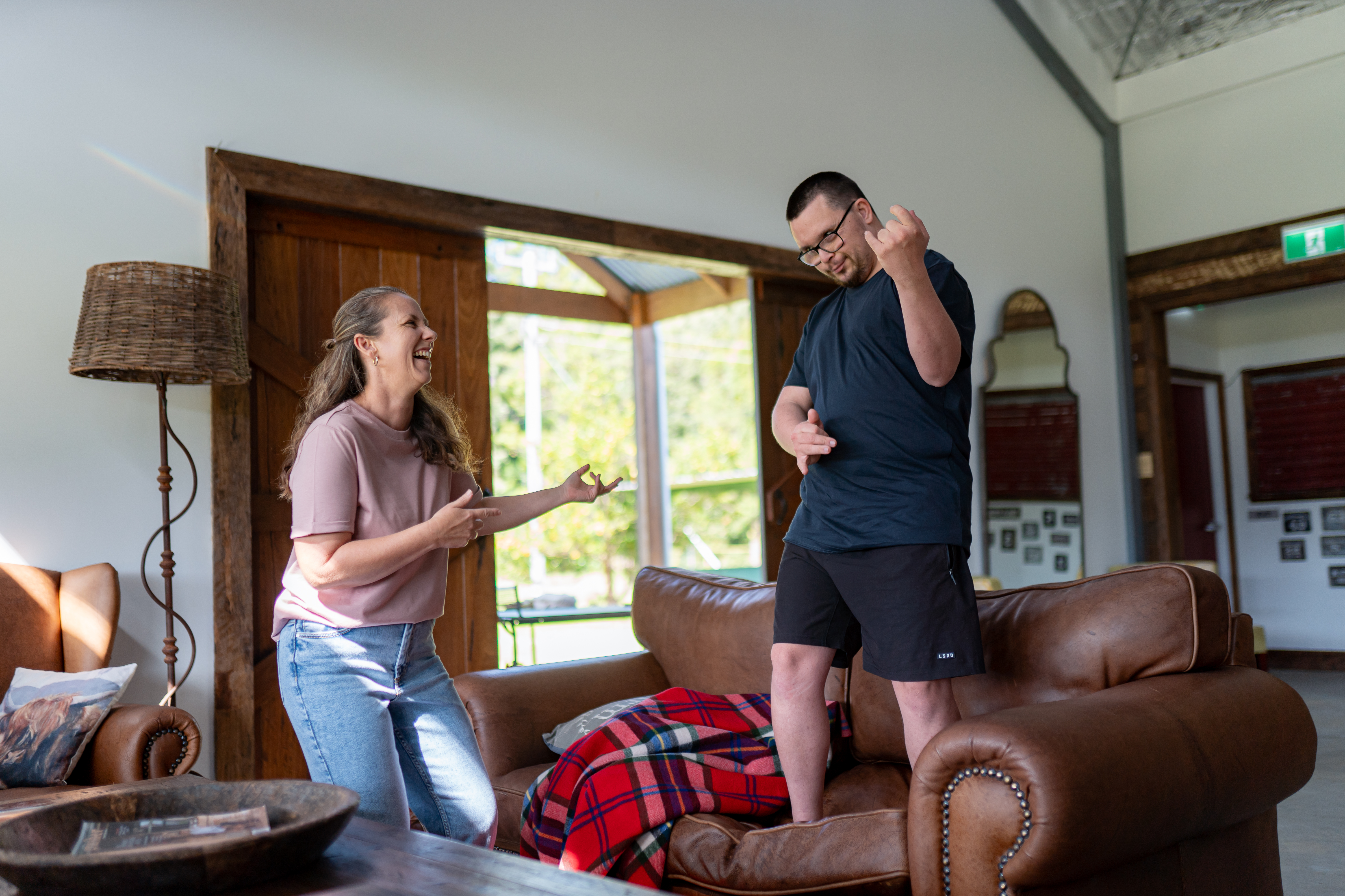 Housing seeker reviewing accessible home listings